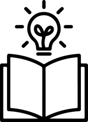 Poster - Open book with a bright light bulb above symbolizing knowledge and ideas