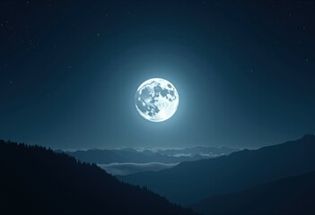vivid full moon glow night sky celestial sphere starry atmosphere dreamy light radiance, clouds, lan
