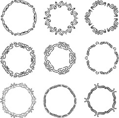 Poster - collection of ornamental oval frame designs with carvings