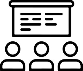 Poster - Simple line icon representing a presentation with an audience watching a screen