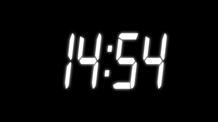 Countdown timer from 15 minute to 14 minute on black background. Technology stopwatch Digital Countdown.	