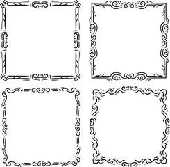 Leinwandbilder - four line art ornament designs with different shapes