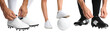 © generAte Ideas - Soccer shoe white sneaker black cleat person tying shoelace standing soccer ball leg footwear sport