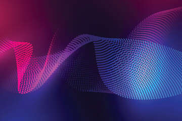 Poster - Abstract wave pattern with pink and blue gradient on a dark background isolated on transparent background
