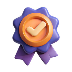 Poster - 3D Quality Guarantees A Medal With Check Mark