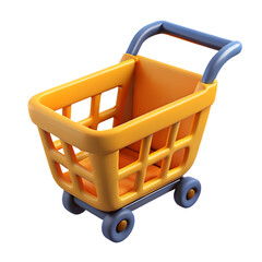 Poster - 3D Realistic Shopping Cart Empty Shopping Basket