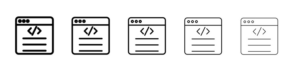 coding program icon vector outline symbol or illustration