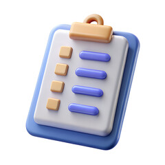 Poster - 3D White Clipboard Task Management Isolated On White