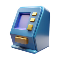 Poster - ATM Machine 3D Rendering Isolated On White Background