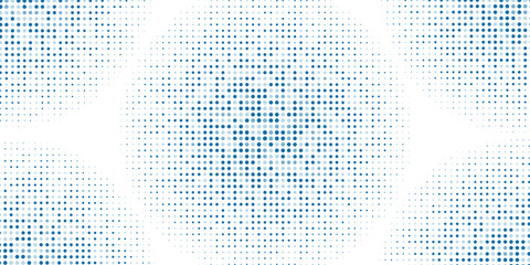 Fototapete - Vector abstract blue background frame of geometric shapes. Pattern of dots, particles, molecules, fragments. eps 10