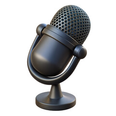 Poster - Black Studio Microphone Icon 3D Rendering Isolated