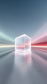Spinning Illuminated Cube with Light Trails