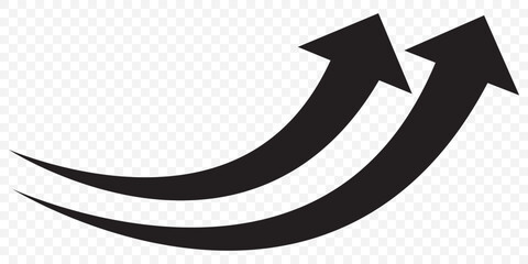 Aufkleber - Long arrows icon. Long curved hand drawn arrow Black isolated on Transparent Background. EPS 10.