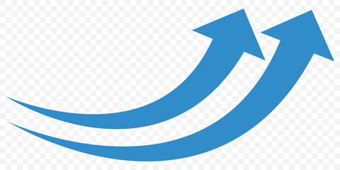 Aufkleber - Set of long blue curve arrow icon vector . blue curve arrow icon set. long arrow icon set. curve arrow vector illustration. Curved or arch arrow icon isolated on Transparent Background. EPS 10.