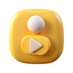 Poster - Plastic Yellow 3D Icon Of Player In A Minimalistic