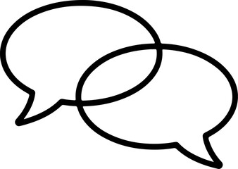 Poster - Two overlapping black outline speech bubbles representing conversation or communication