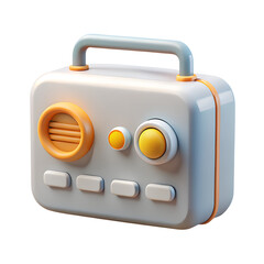 Poster - White Retro Vintage Radio Icon 3D Rendering Isolated