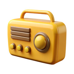 Poster - Yellow Retro Vintage Radio Icon 3D Rendering Isolated