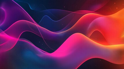 Aufkleber - Abstract Waves with Vibrant Gradient of Colors for Modern Backgrounds
