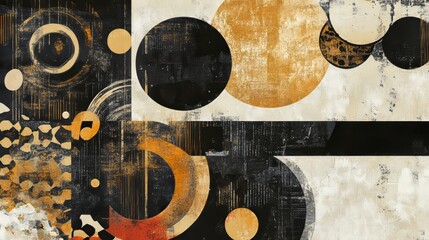Poster - Abstract Geometric Composition with Circles and Textured Background