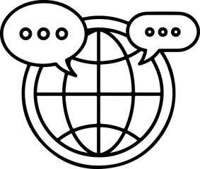 Poster - Global communication and conversation concept with speech bubbles and world globe icon