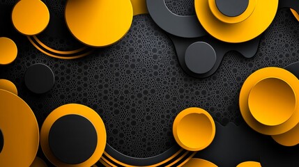 Aufkleber - Abstract Background with Black and Yellow Circles in a Modern Style