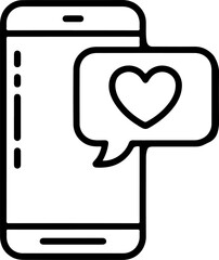 Poster - Smartphone with a speech bubble containing a heart icon symbolizing love or likes