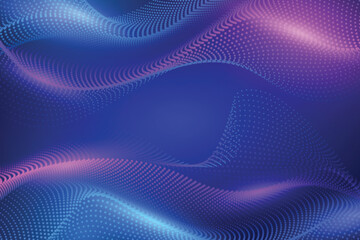 Poster - Abstract background with flowing neon dotted lines in blue and purple isolated on transparent background