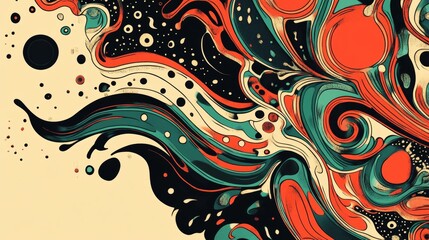 Poster - Vibrant Retro Abstract Art, Swirling Colors and Cosmic Patterns