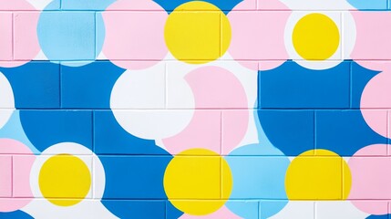 Aufkleber - Colorful Brick Wall Mural with Geometric Circle Pattern Design