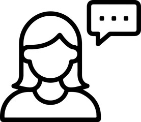 Poster - Simple outline icon of a person with a speech bubble indicating communication