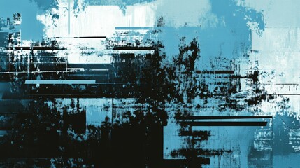 Poster - Dynamic texture artwork featuring cool blues and blacks in abstract composition