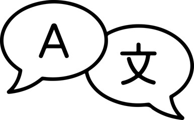 Poster - Speech bubbles with english letter a and chinese character for language