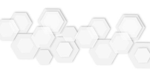 Fototapete - Abstract light grey and white hexagon 3d effect pattern with shadow seamless texture background. Use for book, poster, flyer, website vector illustration.