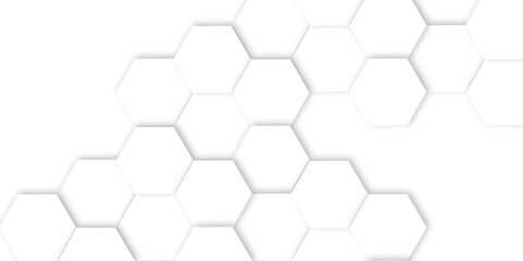 Fototapete - Abstract light grey and white hexagon 3d effect pattern with shadow seamless texture background. Use for book, poster, flyer, website vector illustration.