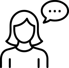 Poster - Simple line art icon of a person with a speech bubble indicating communication