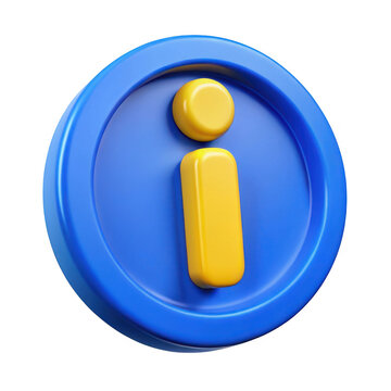 3d blue and yellow information icon isolated on transparent background