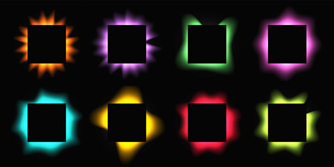 Poster - Set of square illuminate light frames