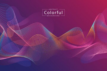 Poster - Abstract background with colorful dotted waves on a purple backdrop isolated on transparent background