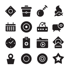 Poster - Collection of black icon illustrations representing various concepts and objects on a white background
