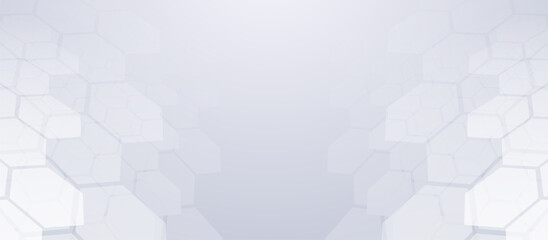 Aufkleber - Abstract white geometric hexagon shape technology digital hi tech concept background