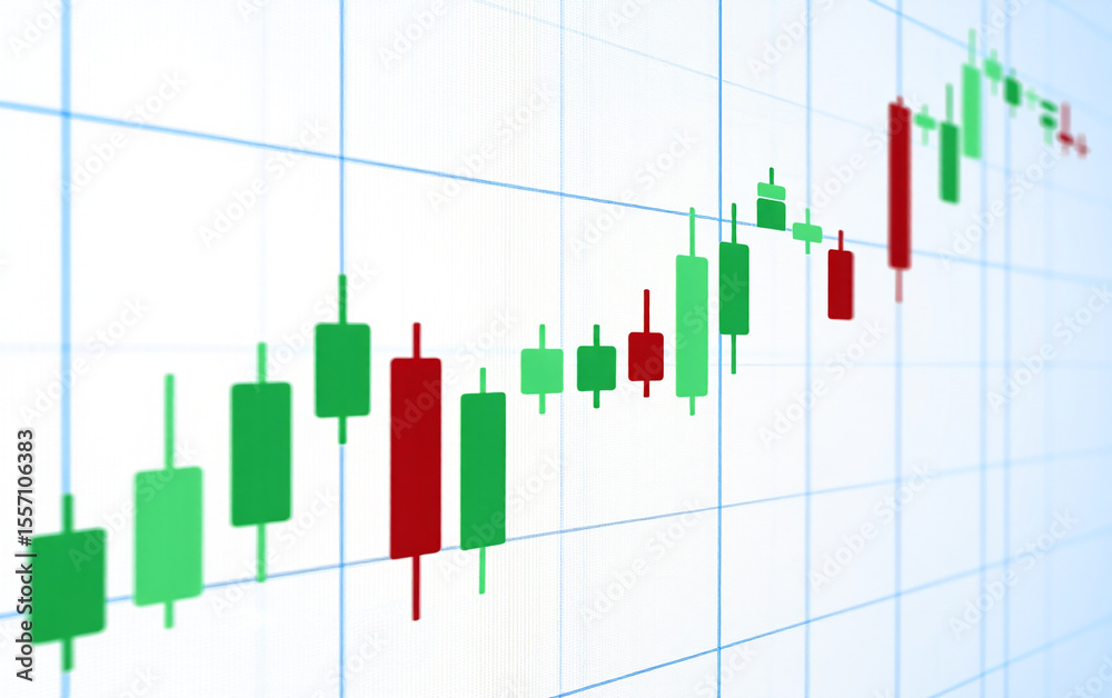 Candlestick chart showing upward trend with green and red bars Stock ...