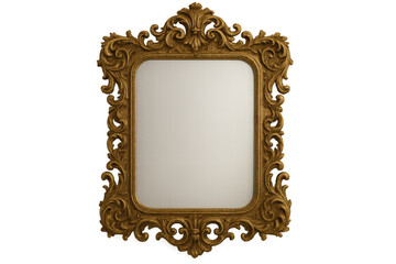 Poster - Golden ornate baroque frame with transparent background isolating elegant design, perfect for displaying artwork or photos