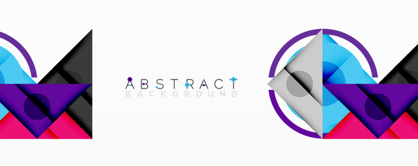 Poster - Modern abstract design. Geometric shapes, vibrant colors, purple accents create dynamic visual effect. Clean, minimalist style.
