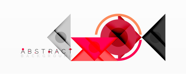 Poster - Geometric shapes overlap, creating dynamic red, gray design. Minimalist composition suits modern branding, presentations.