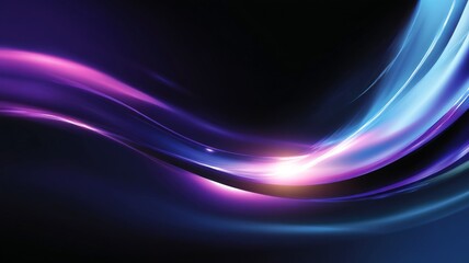 Poster - Abstract Curved Light Lines in Purple and Blue Gradient on Dark Background