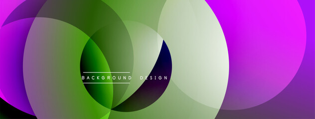 Fototapete - Abstract colorful circles overlap. Gradient shades create dynamic visual effect. Modern design element for backgrounds, presentations.