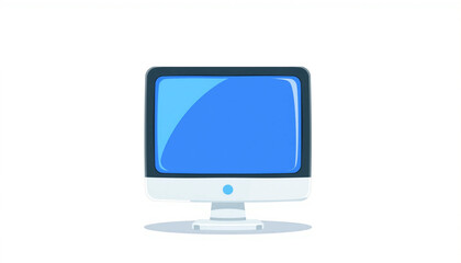 Fototapete - 3D cartoon computer monitor icon with blue screen, ideal for tech, digital education, and UI/UX illustration themes.