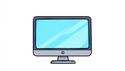 Fototapete - 3D cartoon computer monitor icon with blue screen, ideal for tech, digital education, and UI/UX illustration themes.