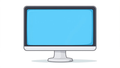 Fototapete - 3D cartoon computer monitor icon with blue screen, ideal for tech, digital education, and UI/UX illustration themes.